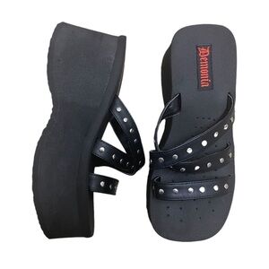 Black Chunky Demonia Platform Sandals